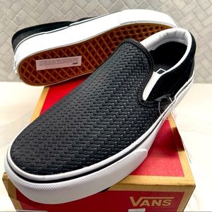 Vans platform black slip on